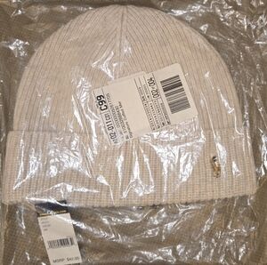 Polo by Ralph Lauren Cream Ribbed Knit Hat